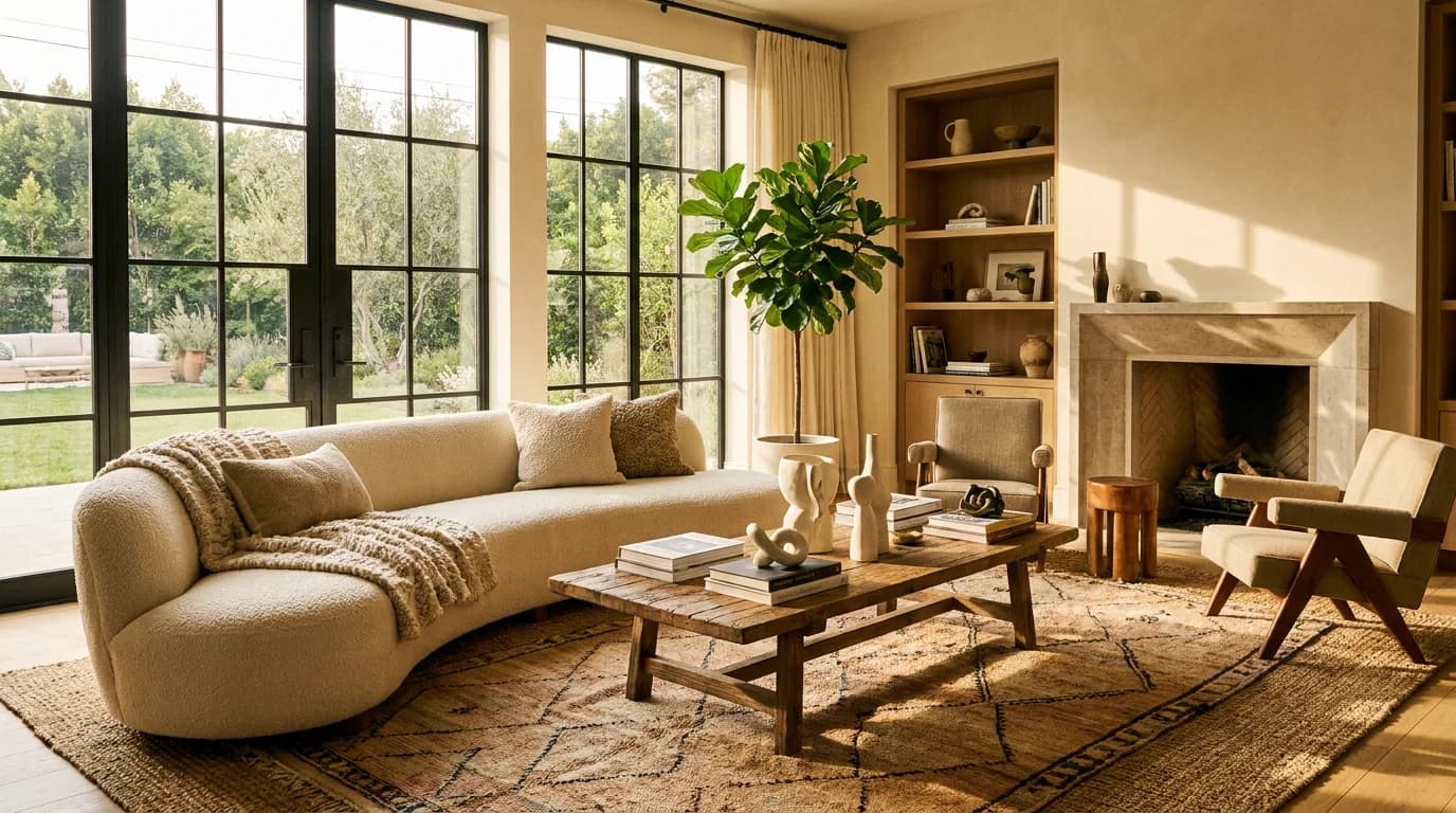 AI online interior design redesign of a living room